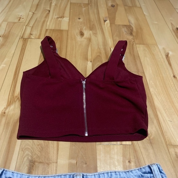π Set π Top REVAMPED (burgundy) and a distress denim Skirt - size XS - Picture 6 of 7